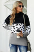 Turtleneck Splicing Chunky Knit Pullover Sweater